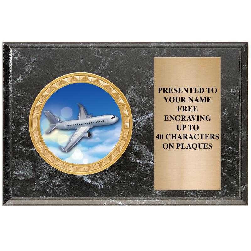 6" X 4" BLACK MBL INSERT PLQ