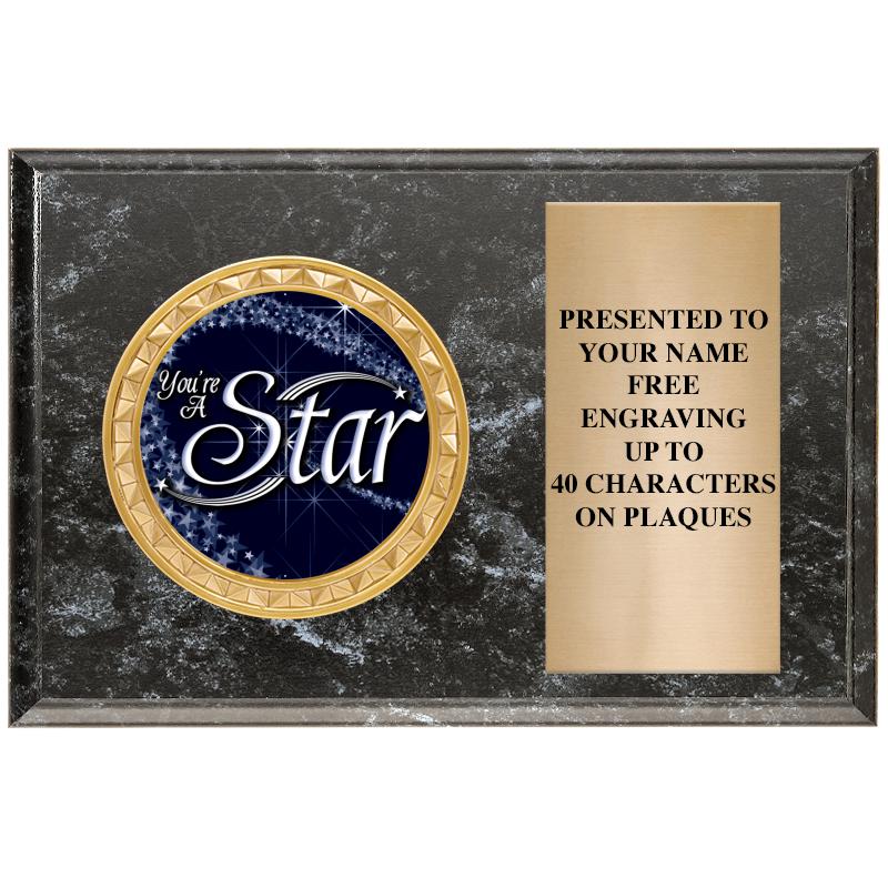 6" X 4" BLACK MBL INSERT PLQ