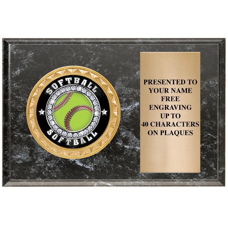 6" X 4" BLACK MBL INSERT PLQ