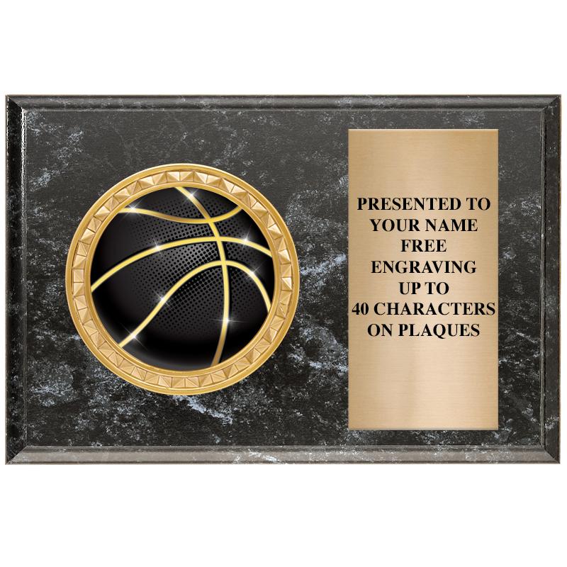 6" X 4" BLACK MBL INSERT PLQ