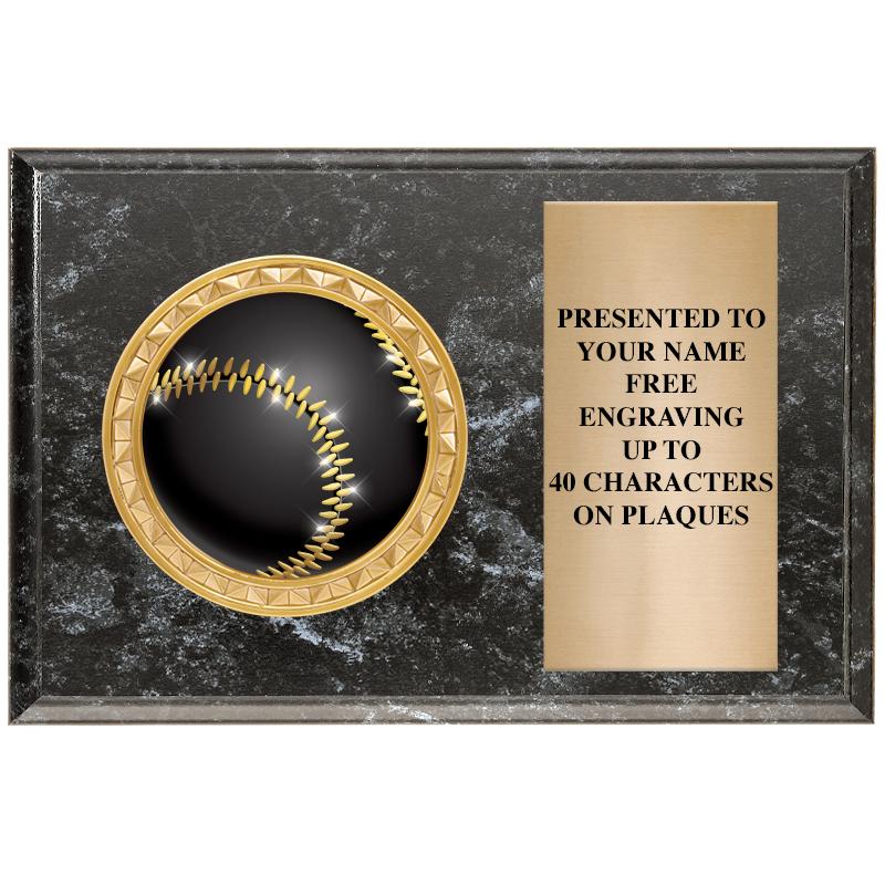 6" X 4" BLACK MBL INSERT PLQ