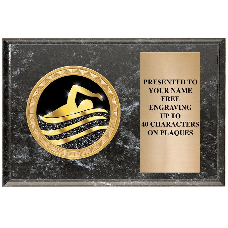 6" X 4" BLACK MBL INSERT PLQ