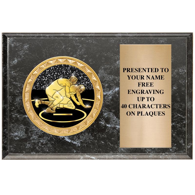 6" X 4" BLACK MBL INSERT PLQ