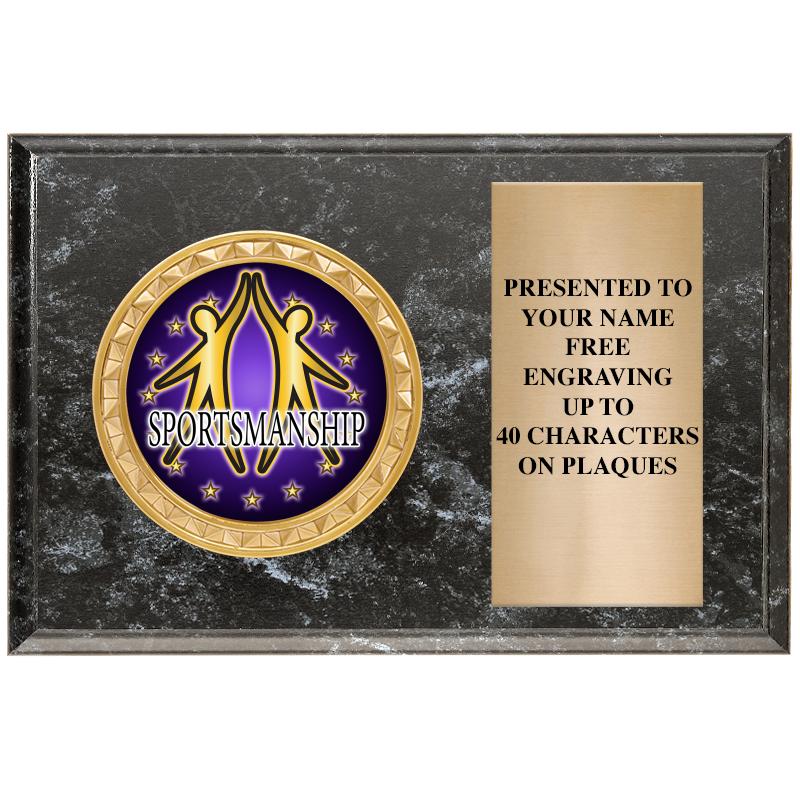 6" X 4" BLACK MBL INSERT PLQ