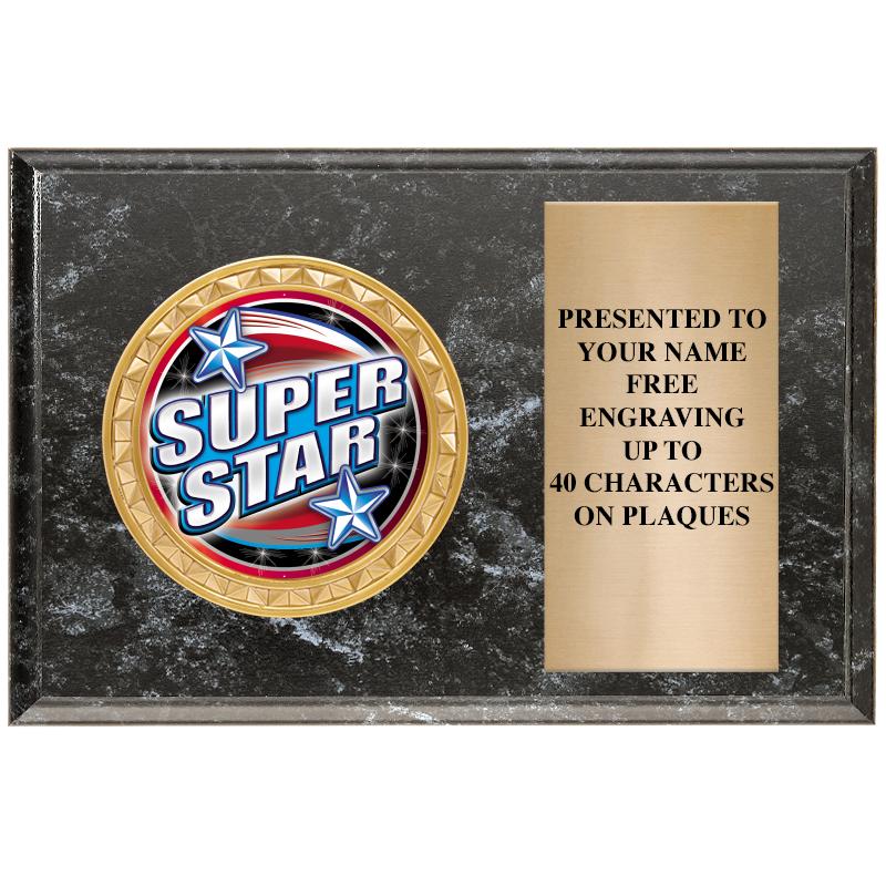 6" X 4" BLACK MBL INSERT PLQ