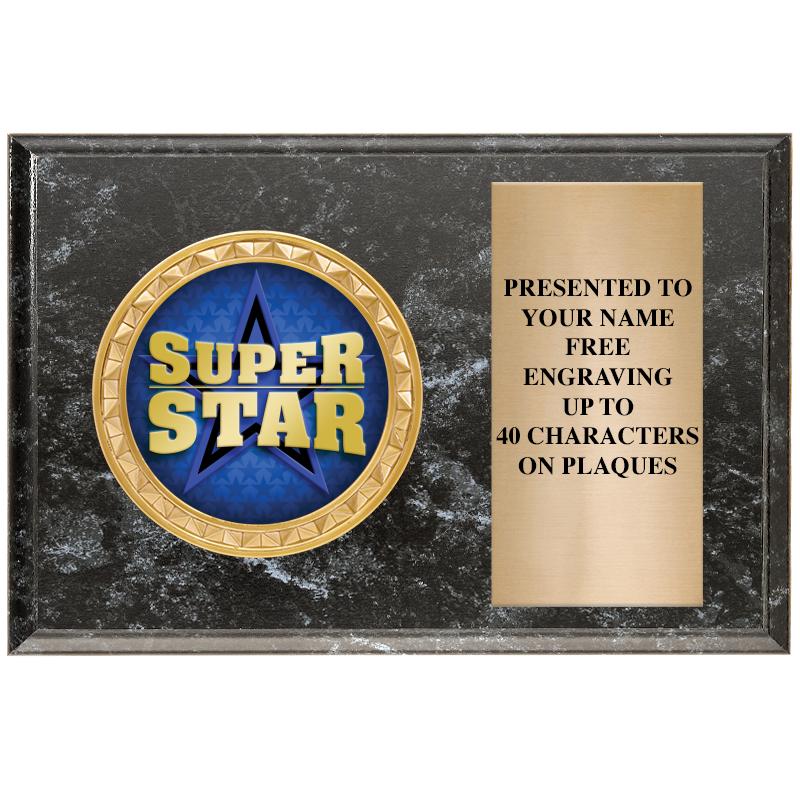 6" X 4" BLACK MBL INSERT PLQ