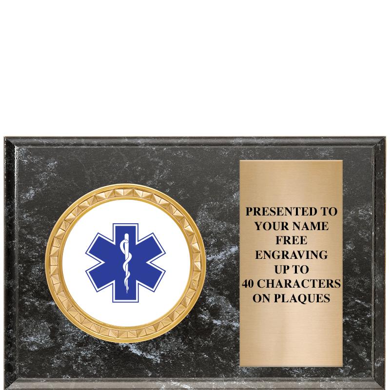 6" X 4" BLACK MBL INSERT PLQ