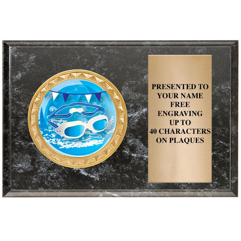 6" X 4" BLACK MBL INSERT PLQ