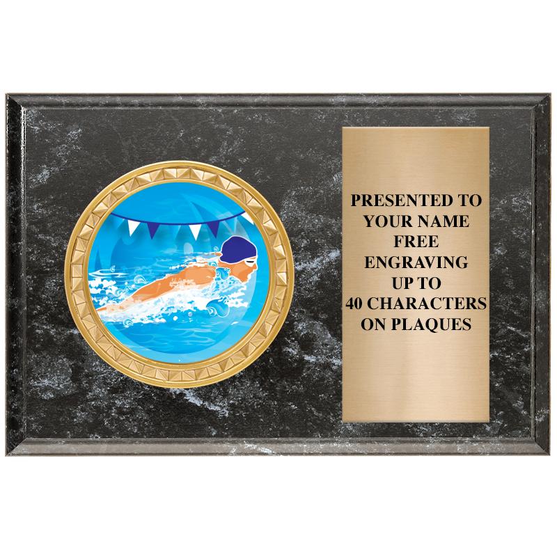 6" X 4" BLACK MBL INSERT PLQ