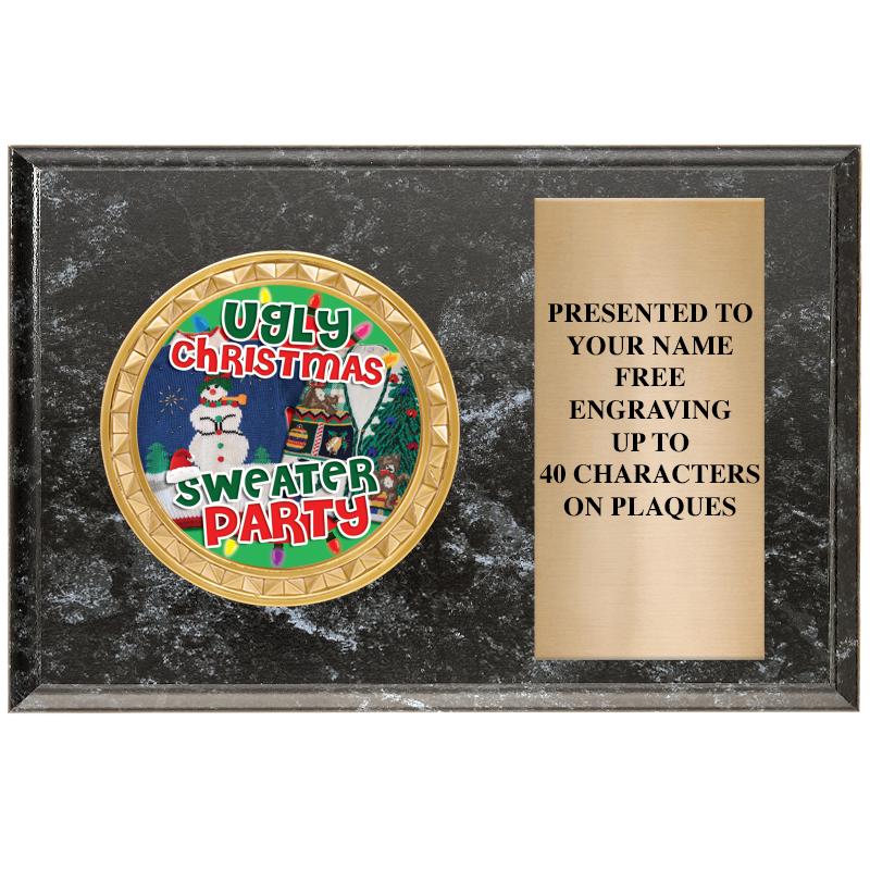 6" X 4" BLACK MBL INSERT PLQ