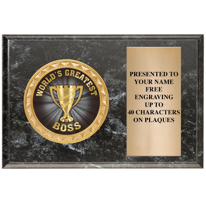 6" X 4" BLACK MBL INSERT PLQ