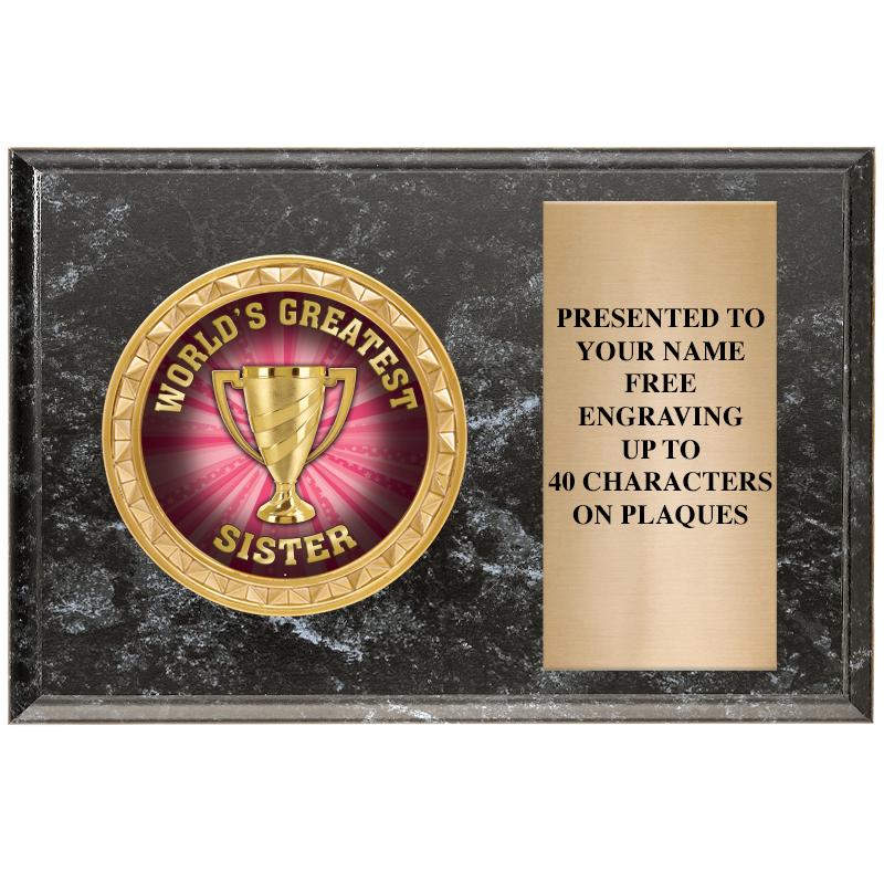 6" X 4" BLACK MBL INSERT PLQ