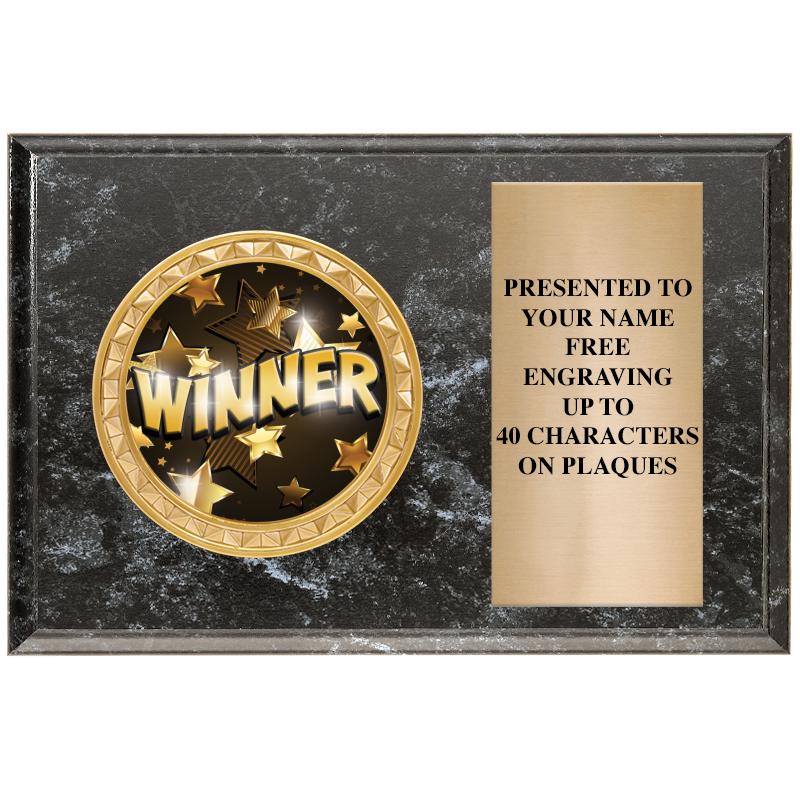 6" X 4" BLACK MBL INSERT PLQ