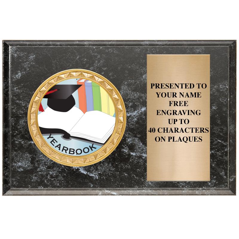 6" X 4" BLACK MBL INSERT PLQ