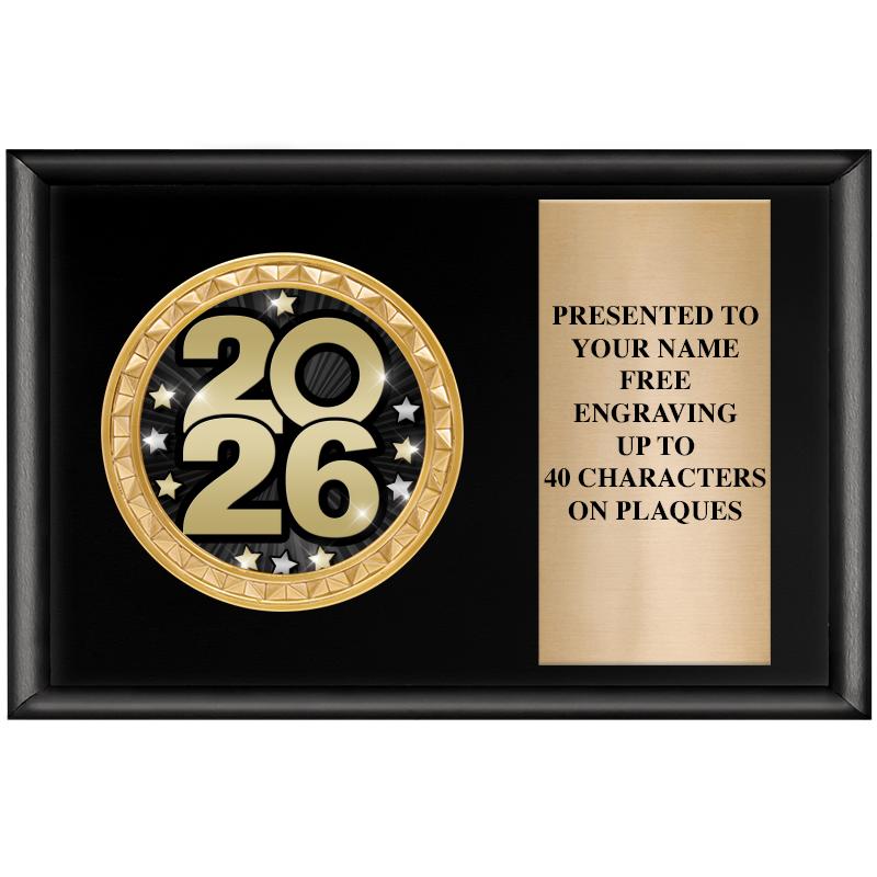 6" X 4" SHINY BLK INSERT PLQ