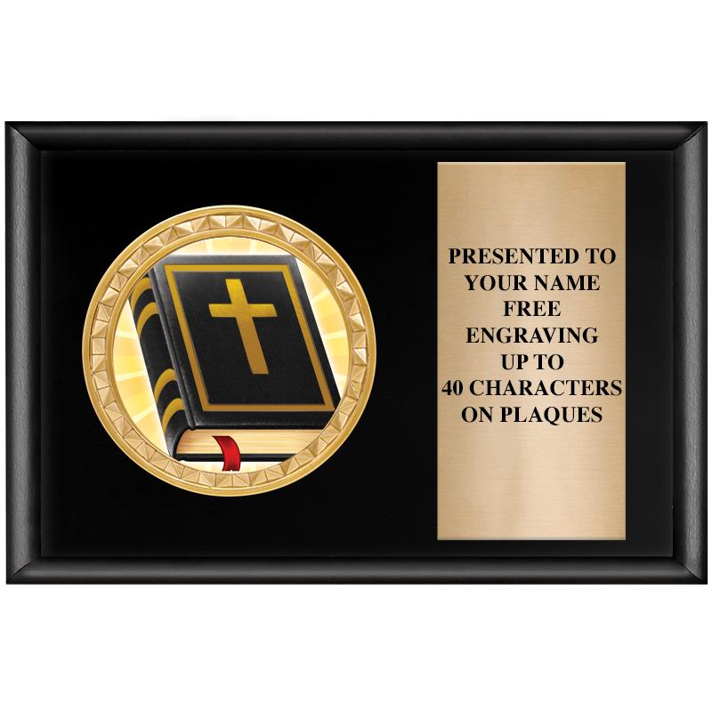 6" X 4" SHINY BLK INSERT PLQ