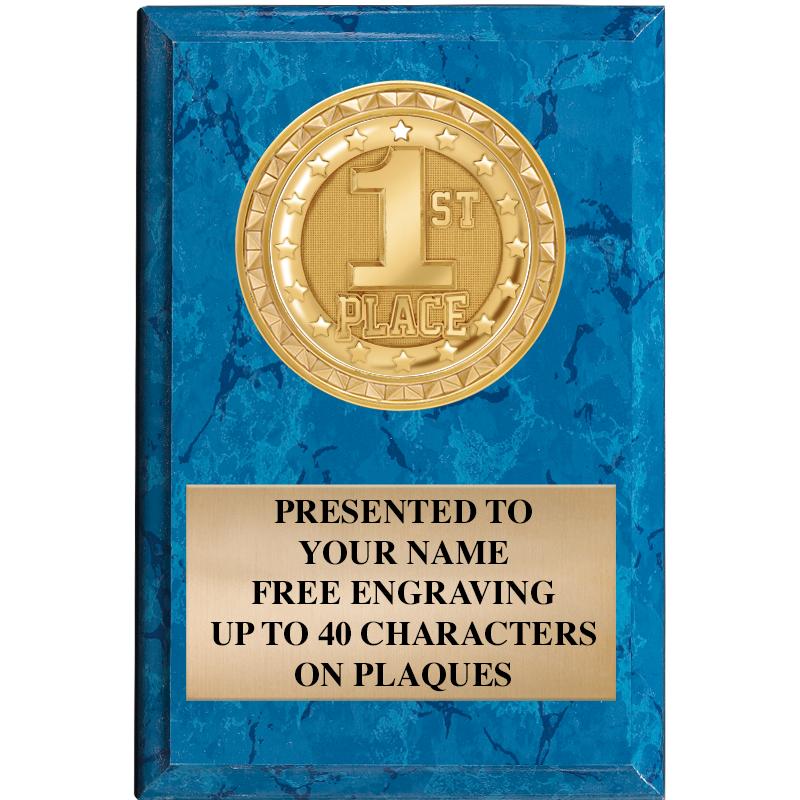 4" X 6" BLUE MBL INSERT PLQ