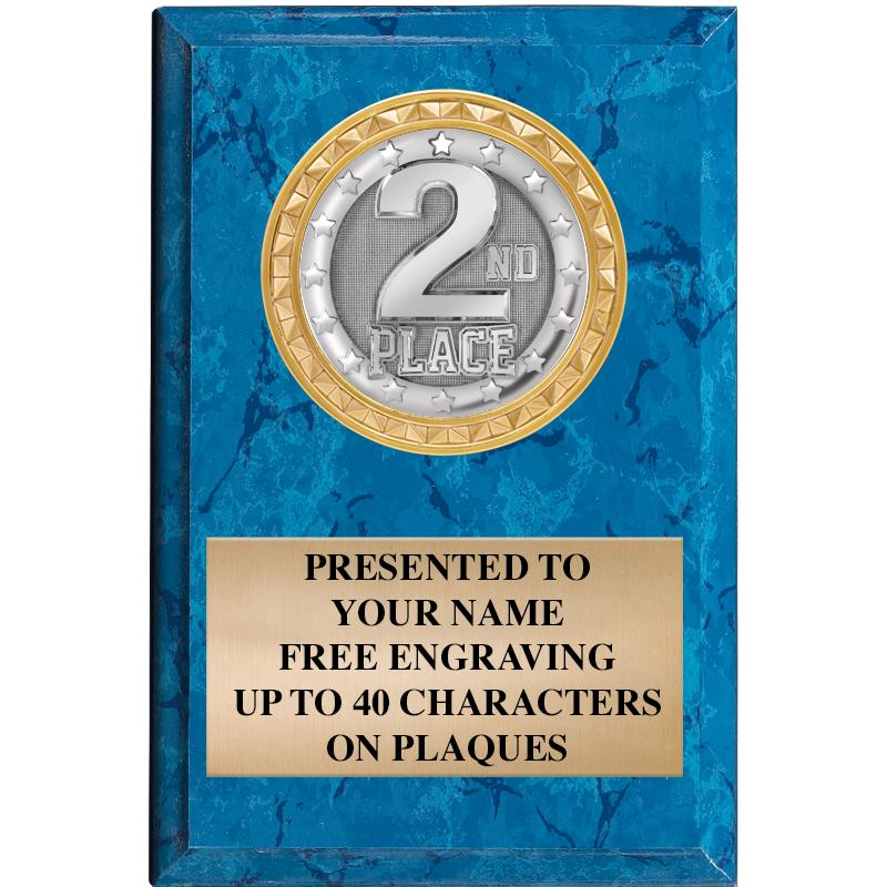 4" X 6" BLUE MBL INSERT PLQ