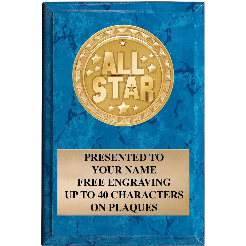 4" X 6" BLUE MBL INSERT PLQ