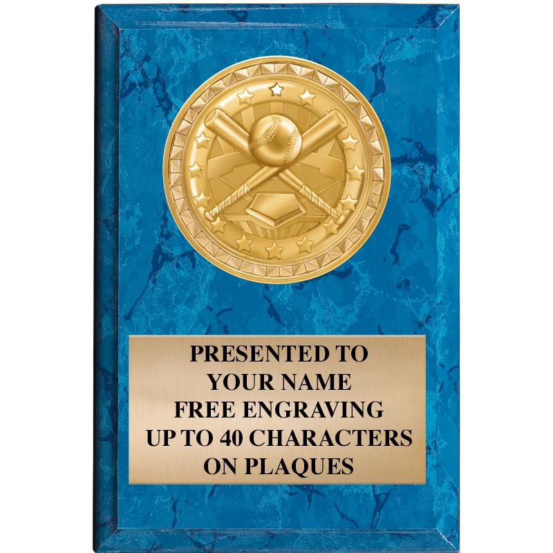 4" X 6" BLUE MBL INSERT PLQ