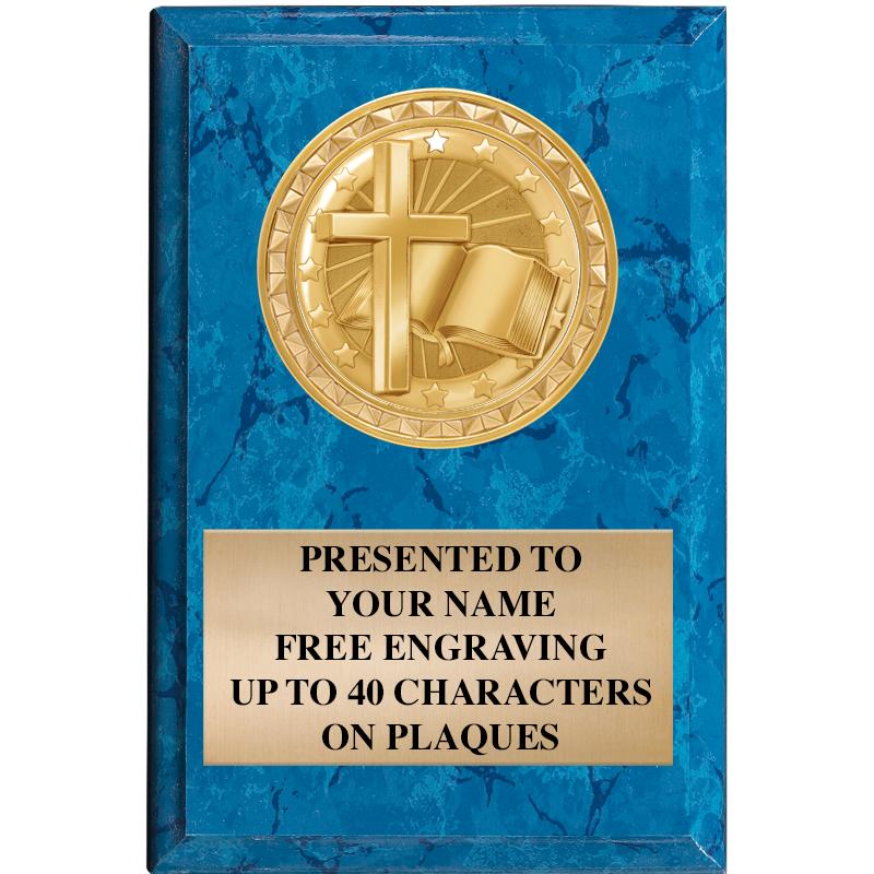 4" X 6" BLUE MBL INSERT PLQ