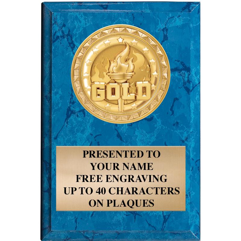 4" X 6" BLUE MBL INSERT PLQ