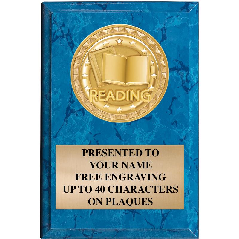 4" X 6" BLUE MBL INSERT PLQ