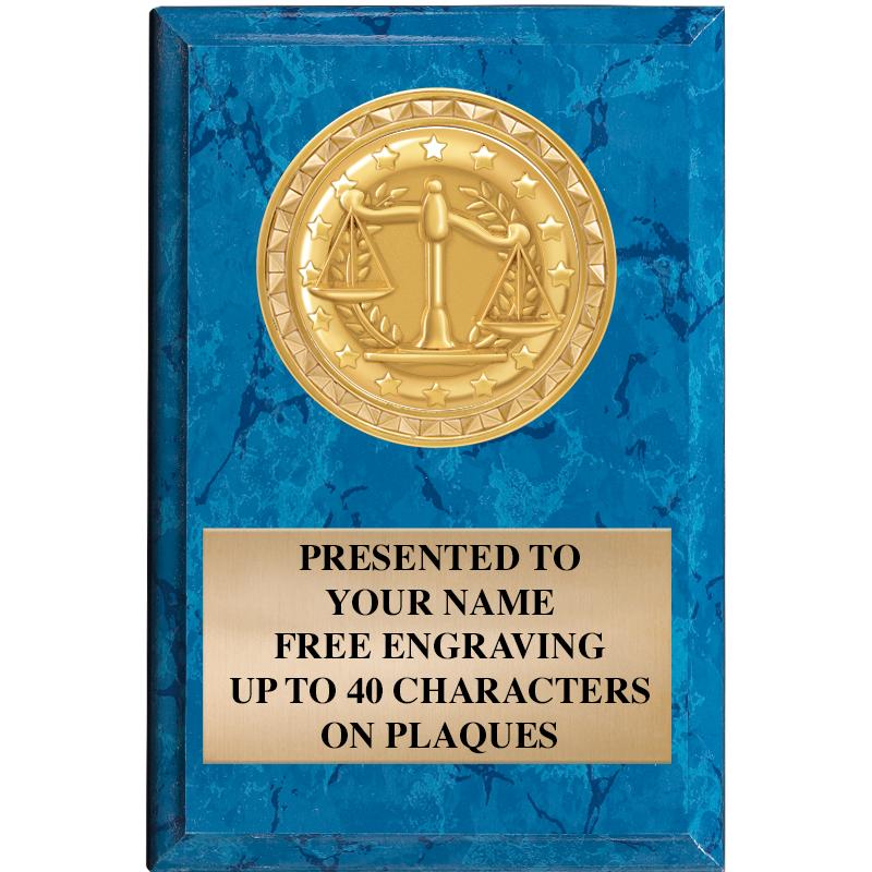 4" X 6" BLUE MBL INSERT PLQ