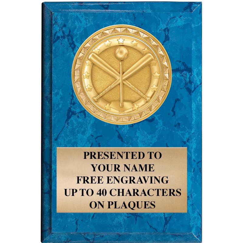 4" X 6" BLUE MBL INSERT PLQ