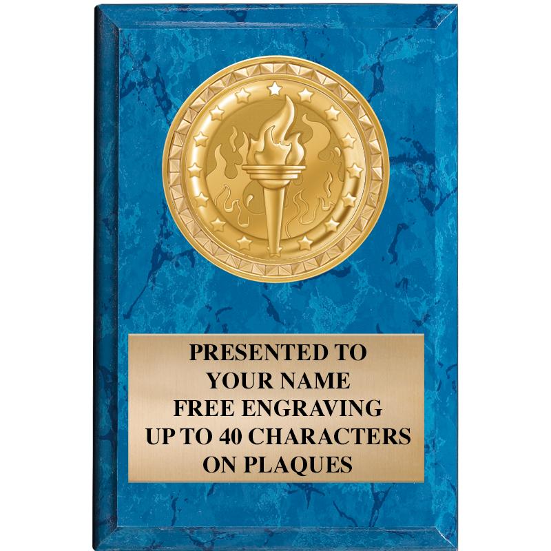 4" X 6" BLUE MBL INSERT PLQ