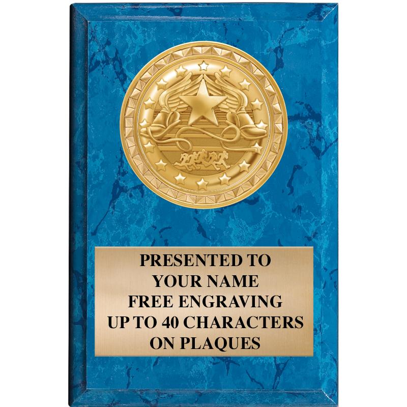 4" X 6" BLUE MBL INSERT PLQ