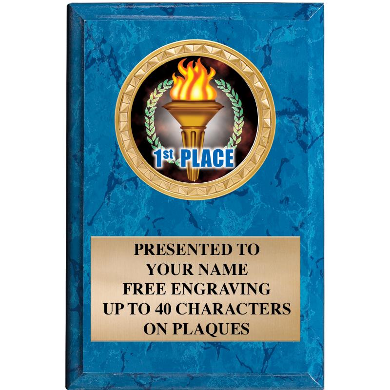 4" X 6" BLUE MBL INSERT PLQ