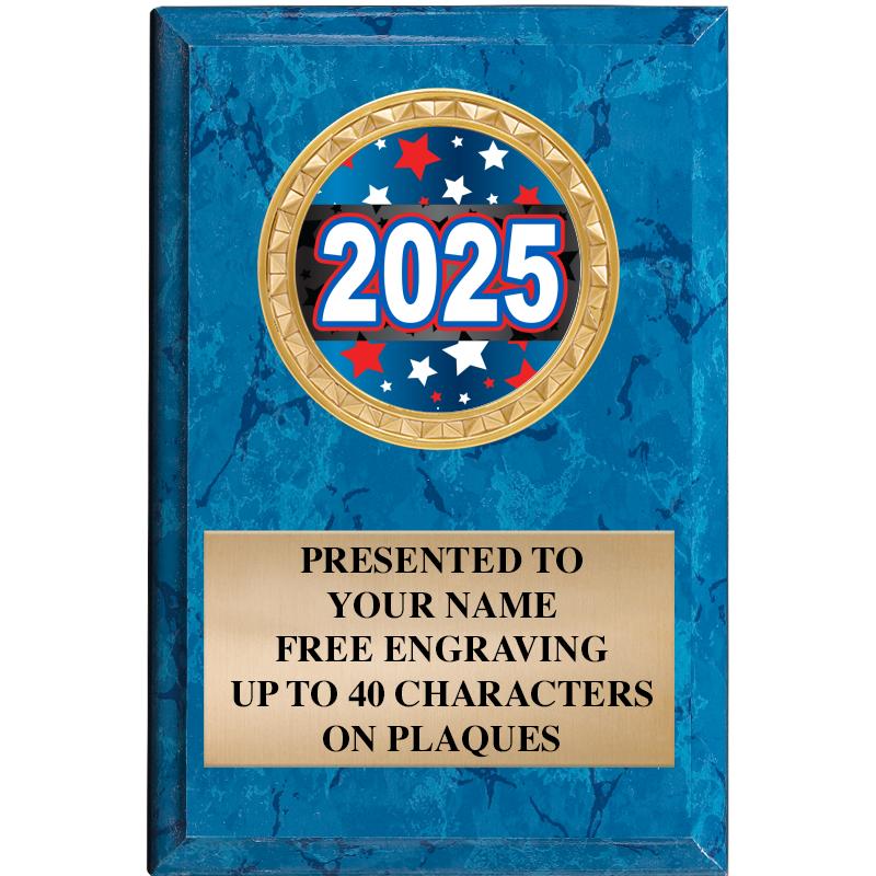 4" X 6" BLUE MBL INSERT PLQ