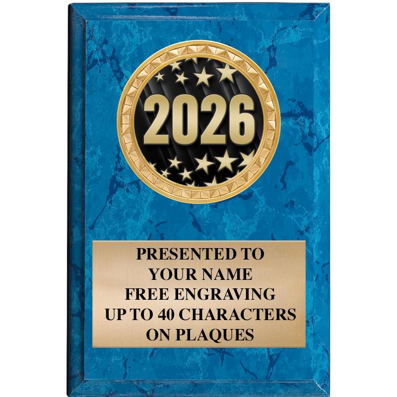 4" X 6" BLUE MBL INSERT PLQ