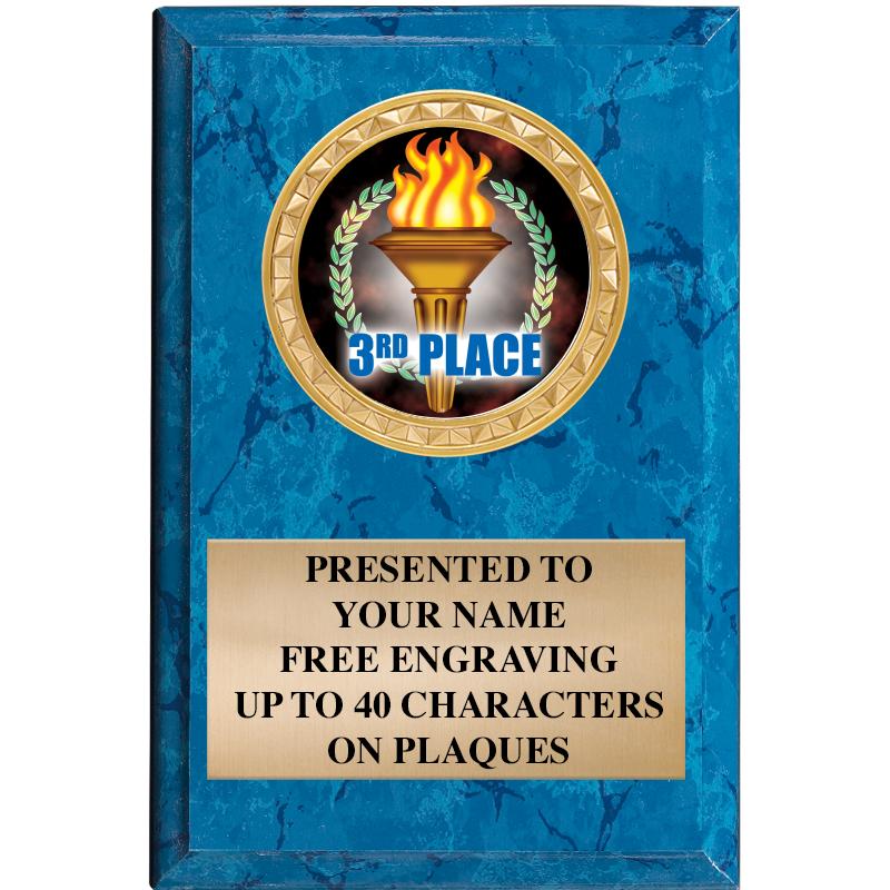 4" X 6" BLUE MBL INSERT PLQ