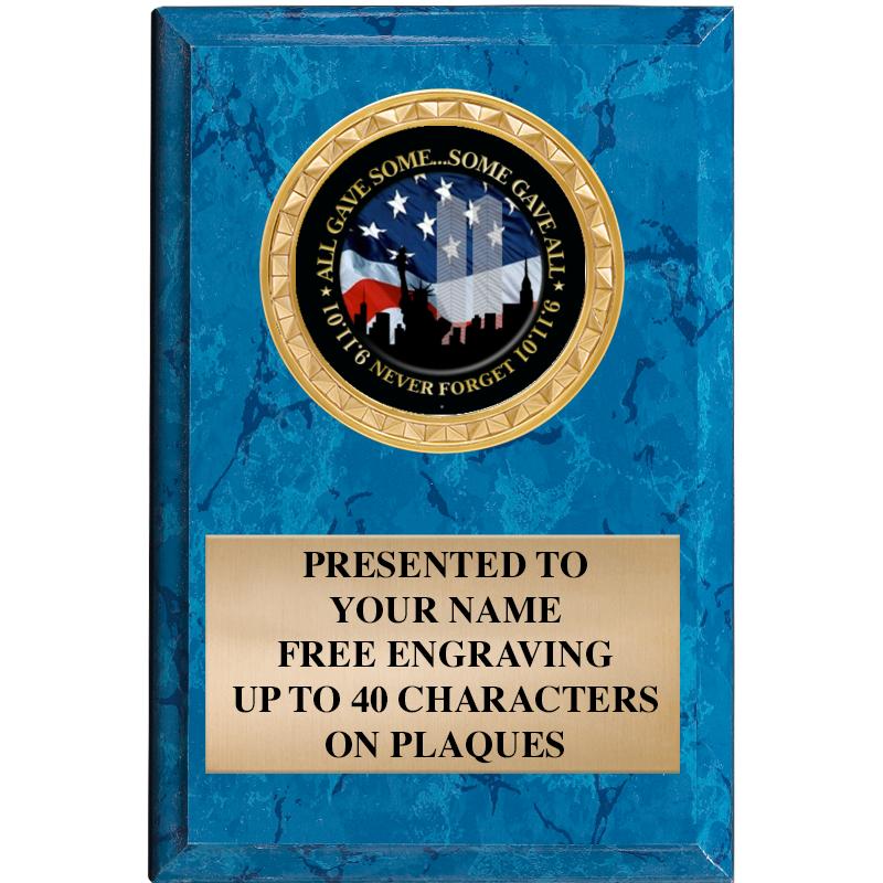 4" X 6" BLUE MBL INSERT PLQ