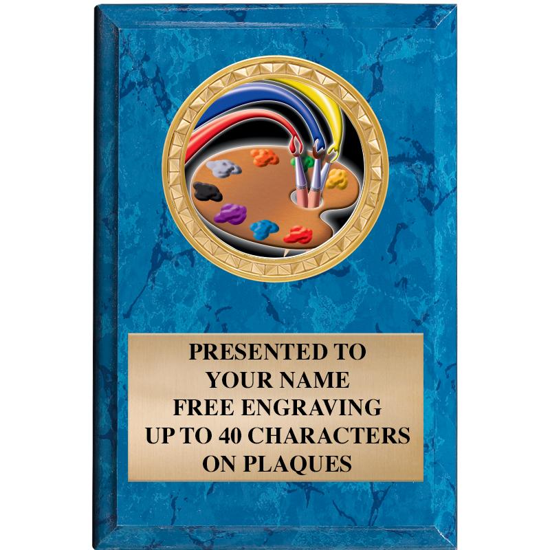 4" X 6" BLUE MBL INSERT PLQ