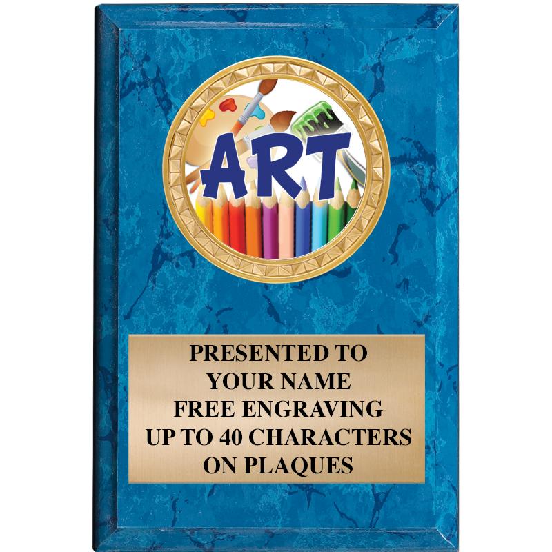 4" X 6" BLUE MBL INSERT PLQ