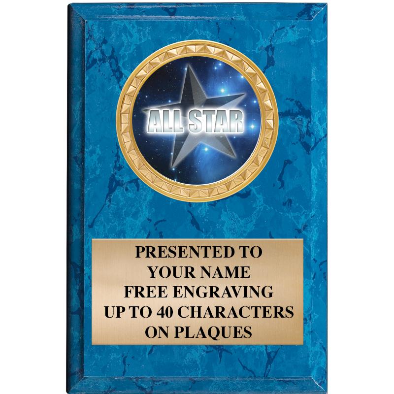 4" X 6" BLUE MBL INSERT PLQ