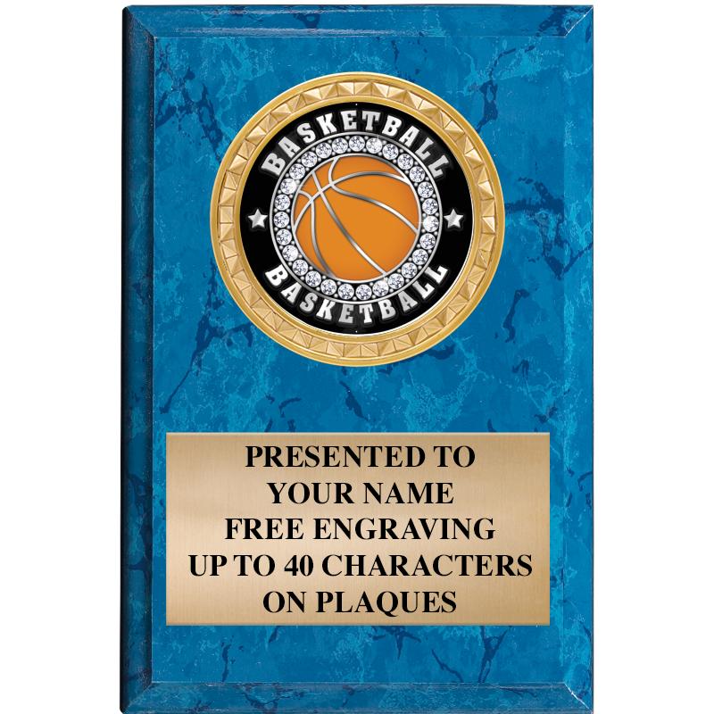 4" X 6" BLUE MBL INSERT PLQ