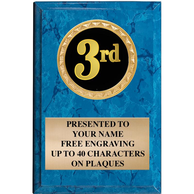 4" X 6" BLUE MBL INSERT PLQ