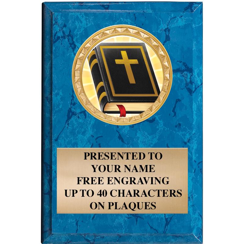 4" X 6" BLUE MBL INSERT PLQ