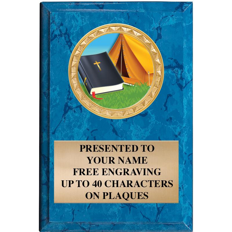 4" X 6" BLUE MBL INSERT PLQ