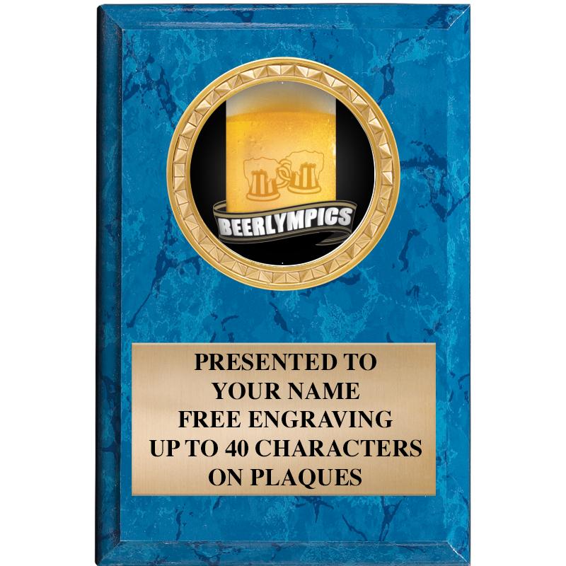 4" X 6" BLUE MBL INSERT PLQ