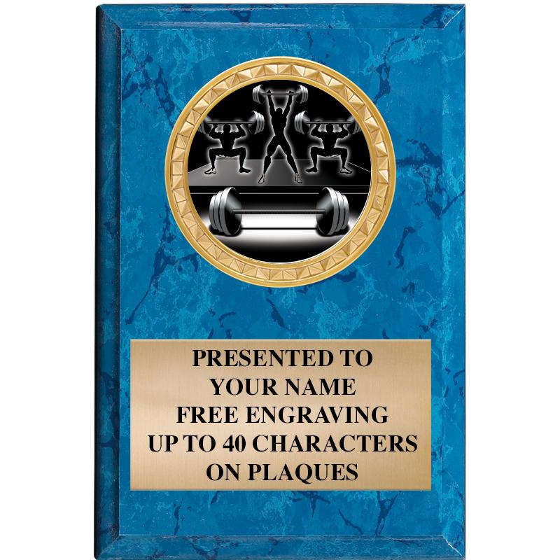 4" X 6" BLUE MBL INSERT PLQ