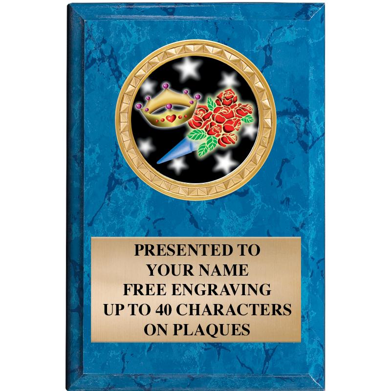 4" X 6" BLUE MBL INSERT PLQ