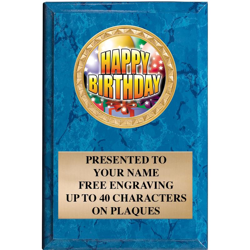 4" X 6" BLUE MBL INSERT PLQ