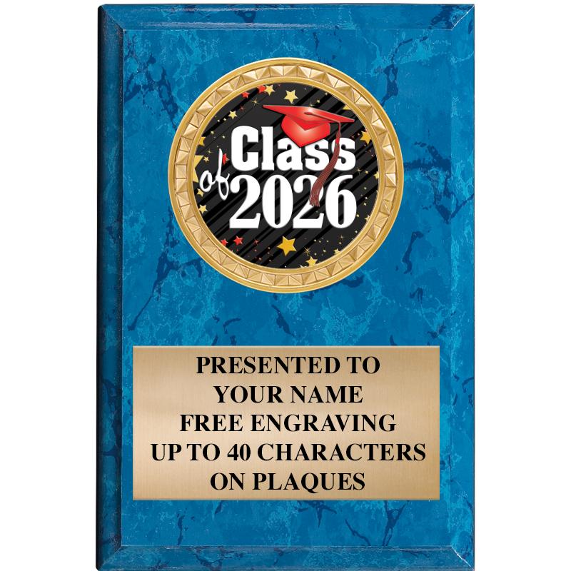 4" X 6" BLUE MBL INSERT PLQ