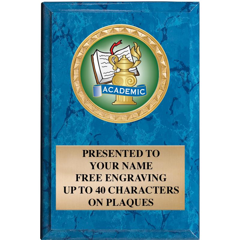 4" X 6" BLUE MBL INSERT PLQ