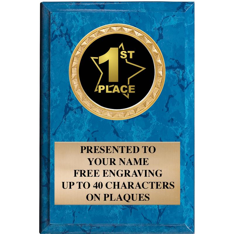 4" X 6" BLUE MBL INSERT PLQ